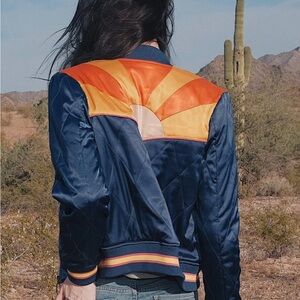 Original Blue Rising Sun Classic Rock Couture Bomber Jacket